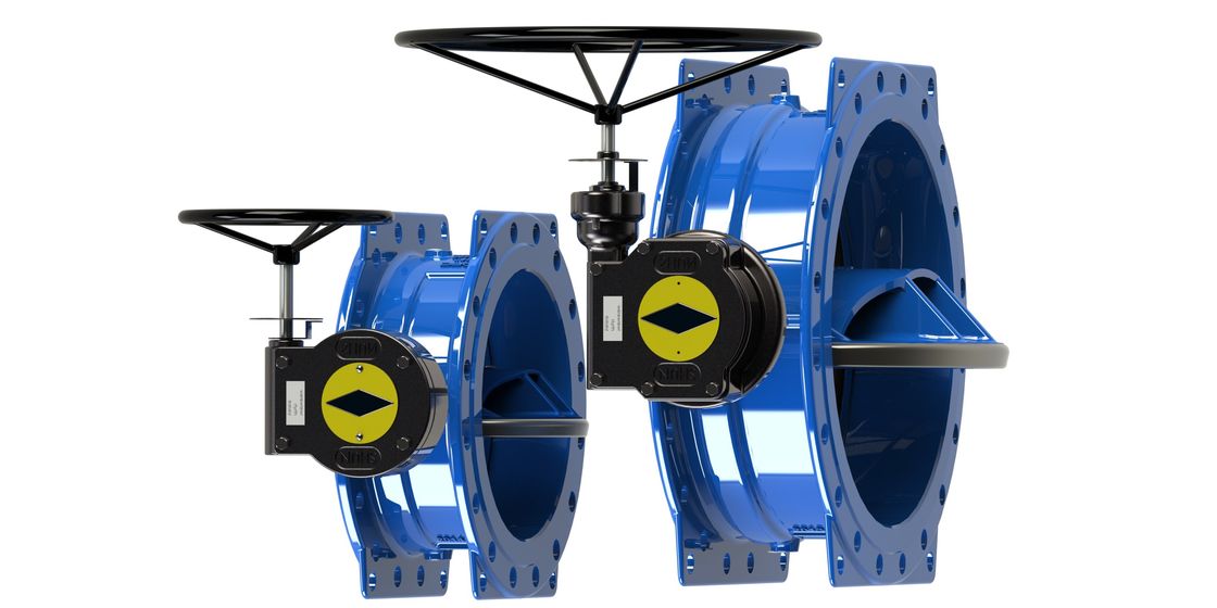 Blaues Wasserhaltungs-Steuerventil RAL 5010, doppeltes Exzenterdrosselventil